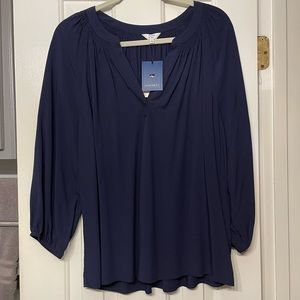Crown & Ivy Peasant Top - navy